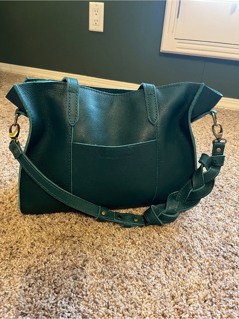 Portland leather goods East-West Lola Zipper Tote Seaglass - Picture 6 of 9